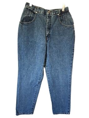 VTG French Dressing High Rise Bareback Mom Jeans Acid Wash Pleated Denim Size 14
